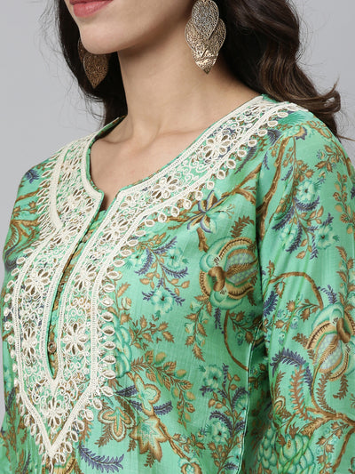 Neeru'S RAMA color, SILK fabric Kurta