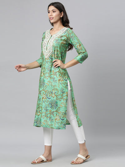 Neeru'S RAMA color, SILK fabric Kurta
