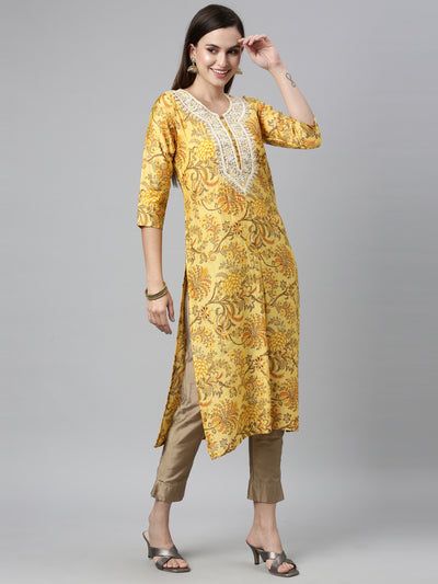Neeru'S YELLOW color, SILK fabric Kurta