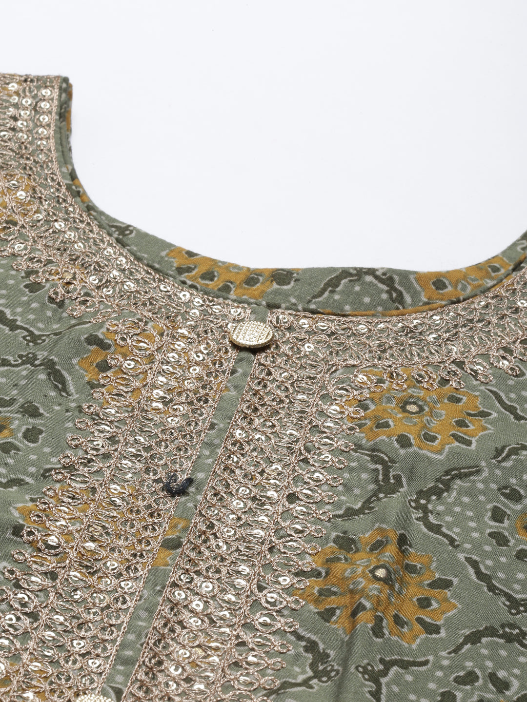 Neerus Green Color Muslin Fabric Kurta Set