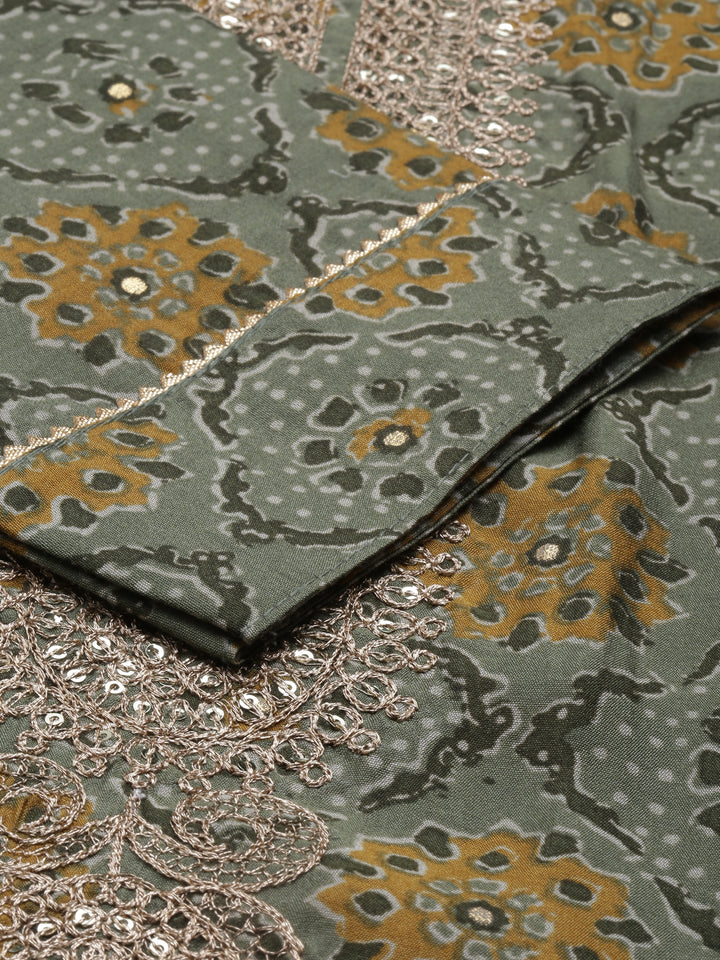 Neerus Green Color Muslin Fabric Kurta Set