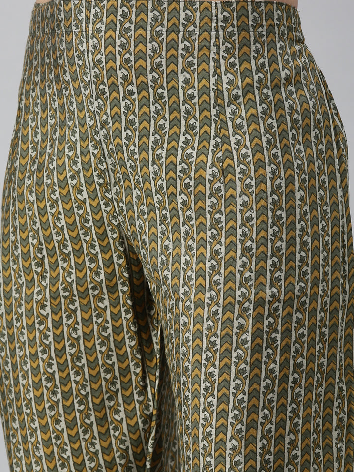 Neerus Green Color Muslin Fabric Kurta Set