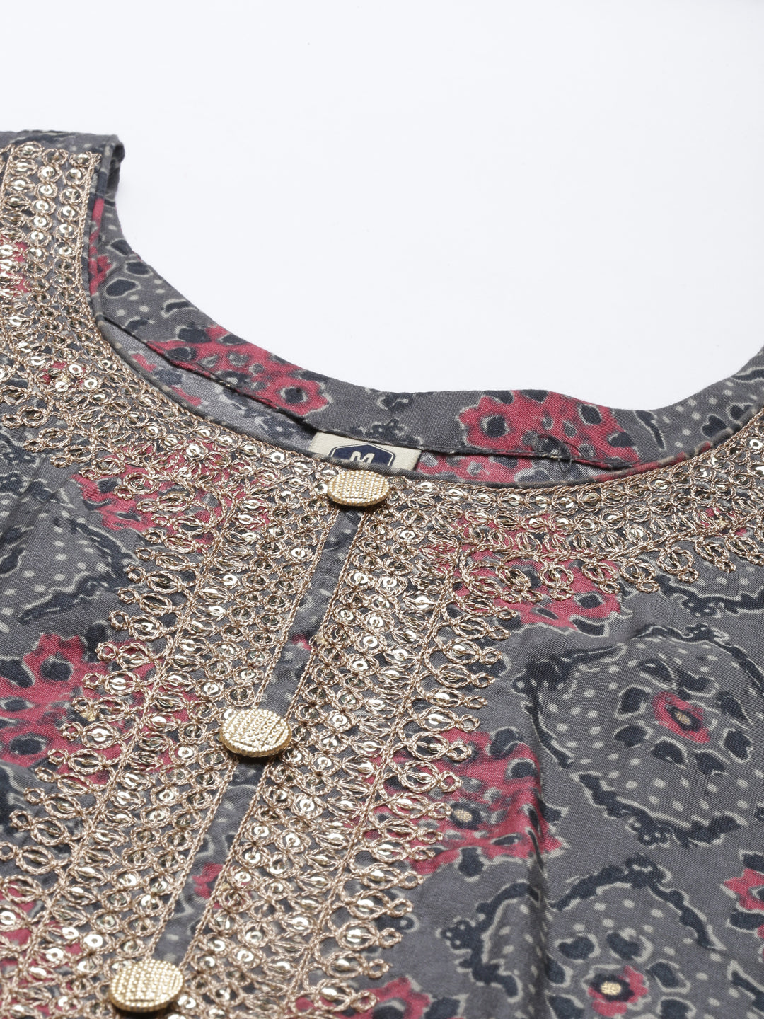 Neerus Grey Color Muslin Fabric Kurta Set