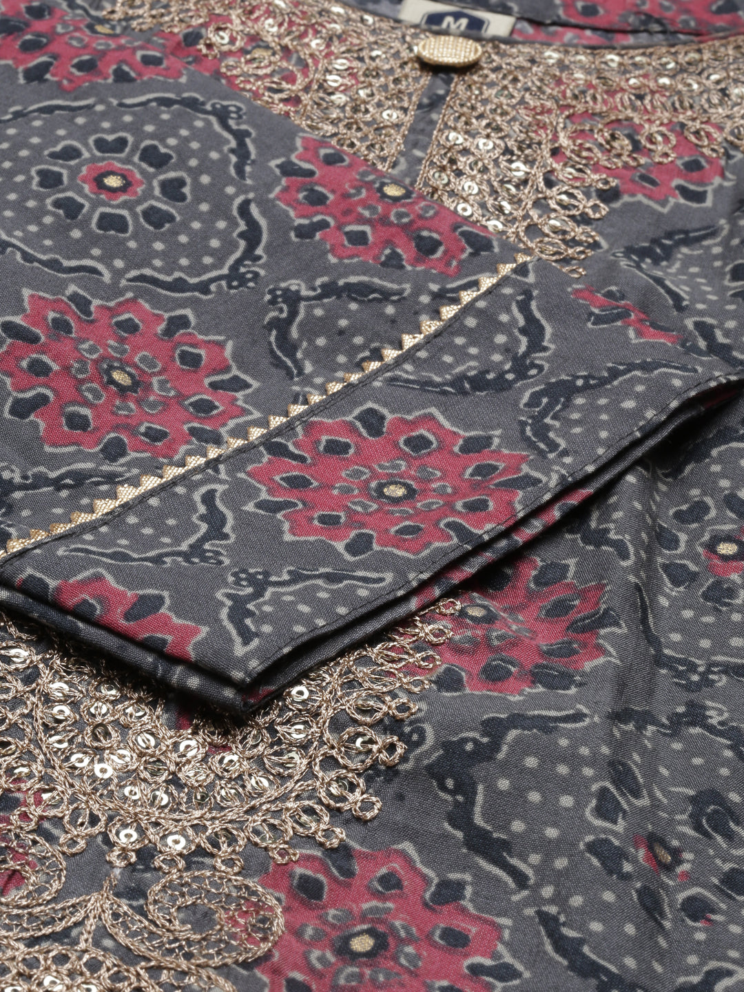 Neerus Grey Color Muslin Fabric Kurta Set