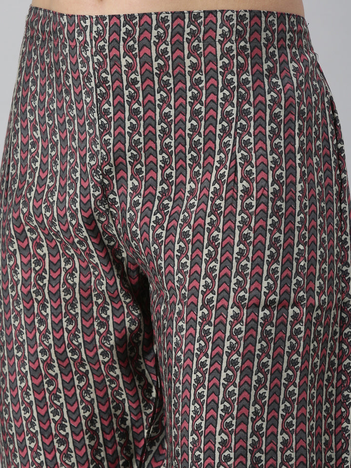 Neerus Grey Color Muslin Fabric Kurta Set