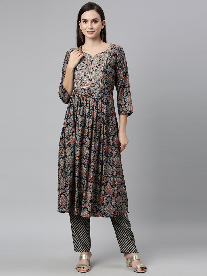 Neerusvy Blue Color Shantoon Fabric Kurta Sets