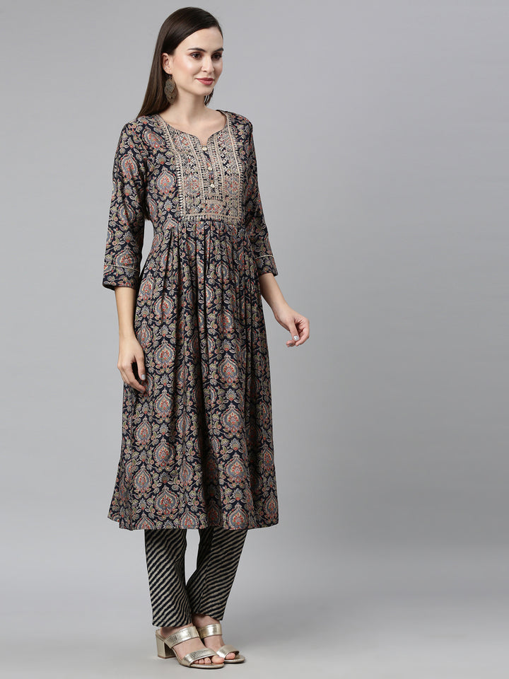 Neerusvy Blue Color Shantoon Fabric Kurta Sets