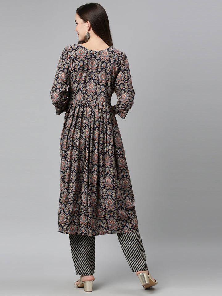 Neerusvy Blue Color Shantoon Fabric Kurta Sets