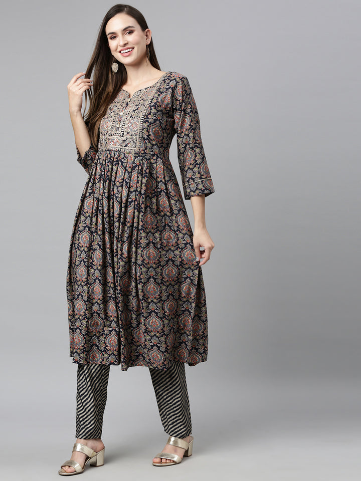 Neerusvy Blue Color Shantoon Fabric Kurta Sets