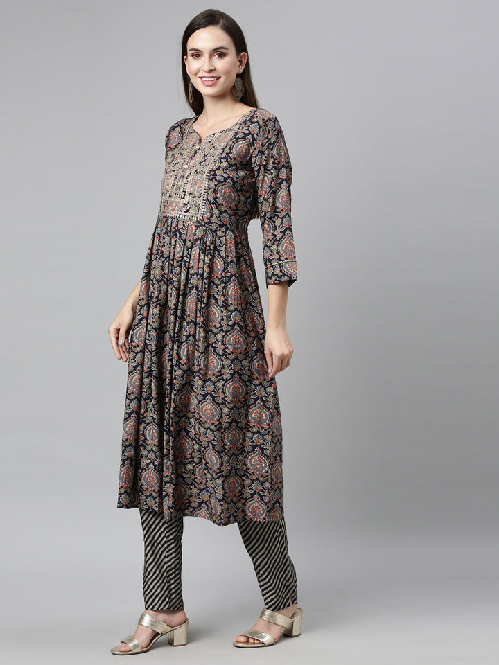 Neerusvy Blue Color Shantoon Fabric Kurta Sets