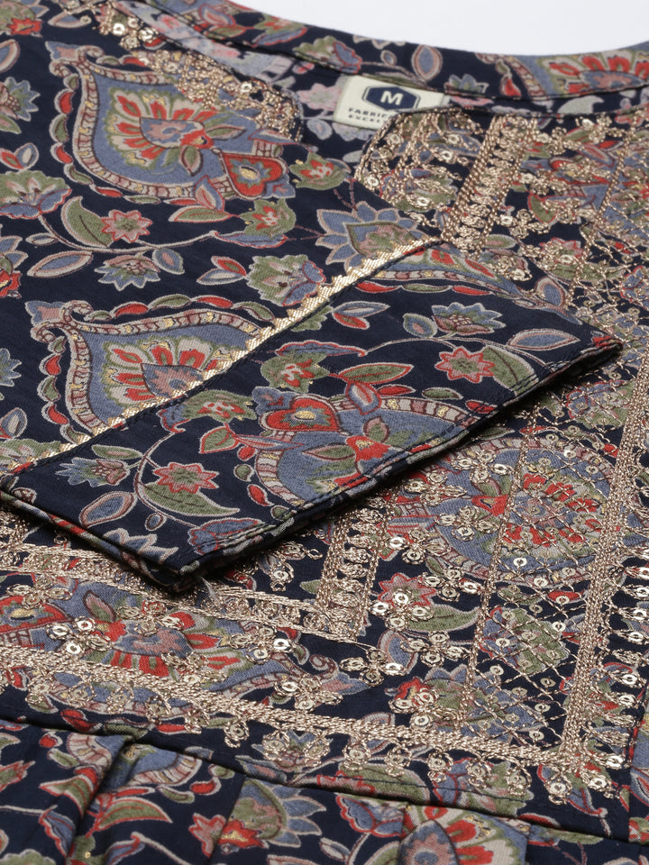 Neerusvy Blue Color Shantoon Fabric Kurta Sets