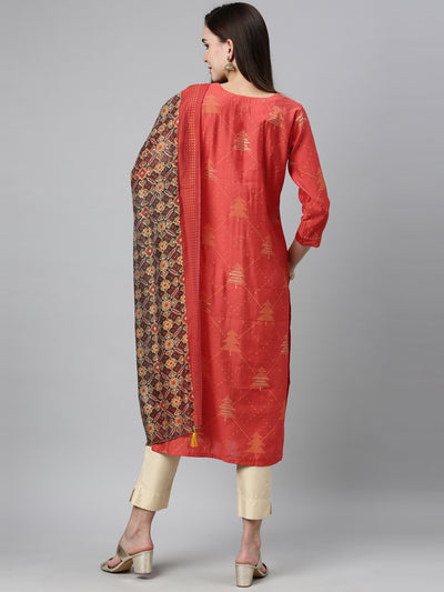 Neeru'S RUST color, MODEL fabric Kurta