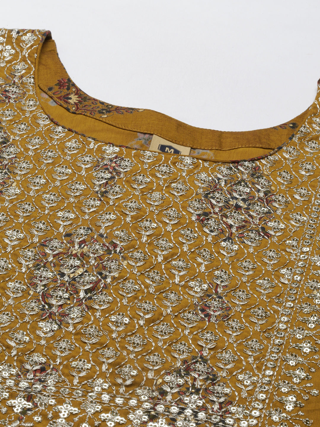 Neeru'S Gold Color Model Fabric Kurta Set