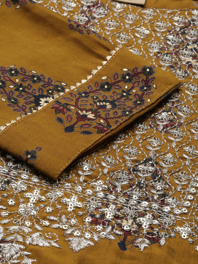 Neeru'S Gold Color Model Fabric Kurta Set