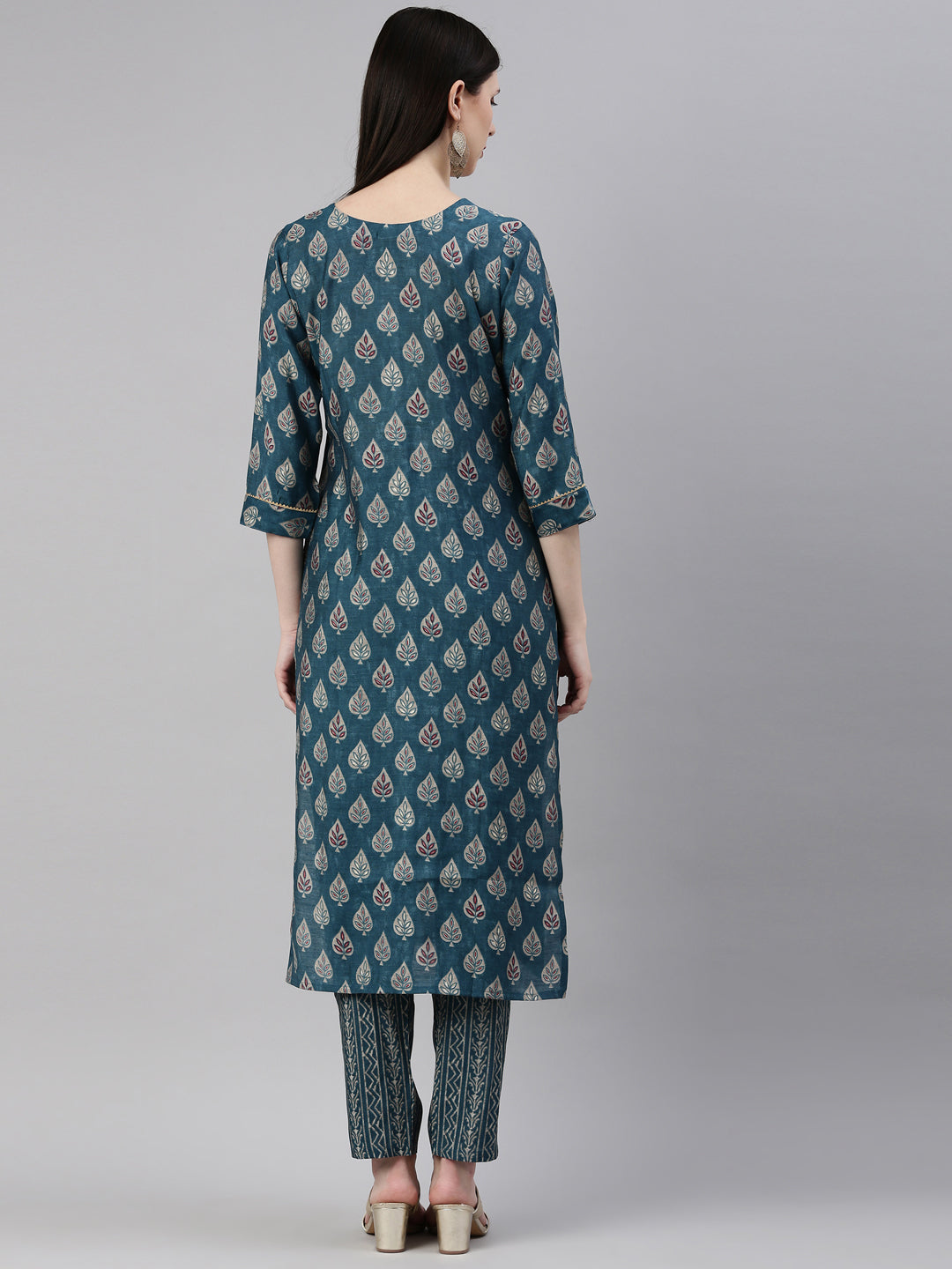 Neerus Blue Color Dupion Silk Fabric Kurta Set