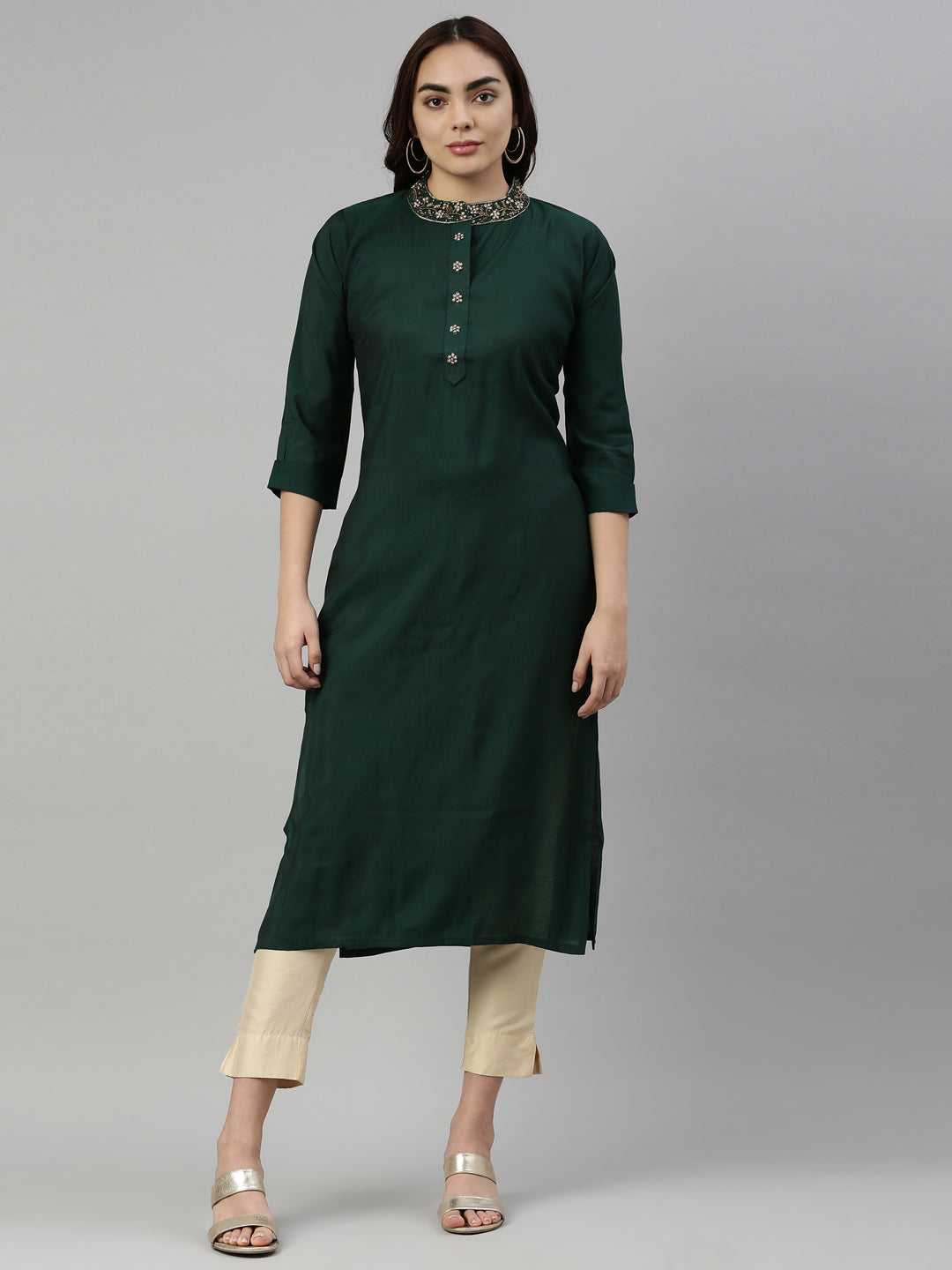 Neeru'S B GREEN Color MUSLIN Fabric Kurta