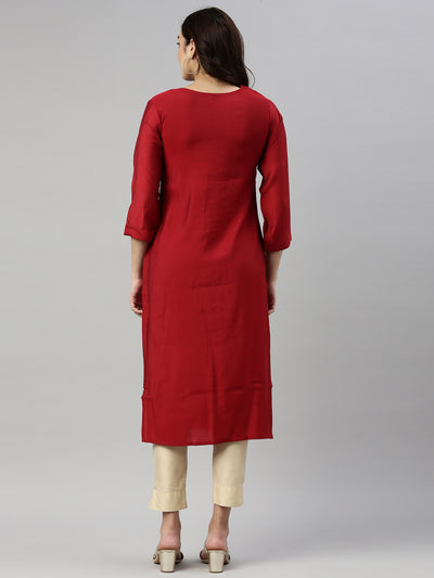 Neeru'S B RED Color MUSLIN Fabric Kurta
