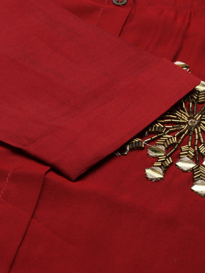 Neeru's B Red Color Muslin Fabric Kurta