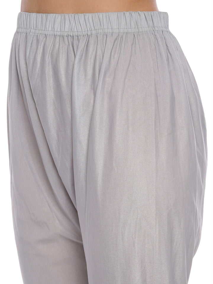 Neerus Grey Embellished Anarkali Kurta With Dupatta