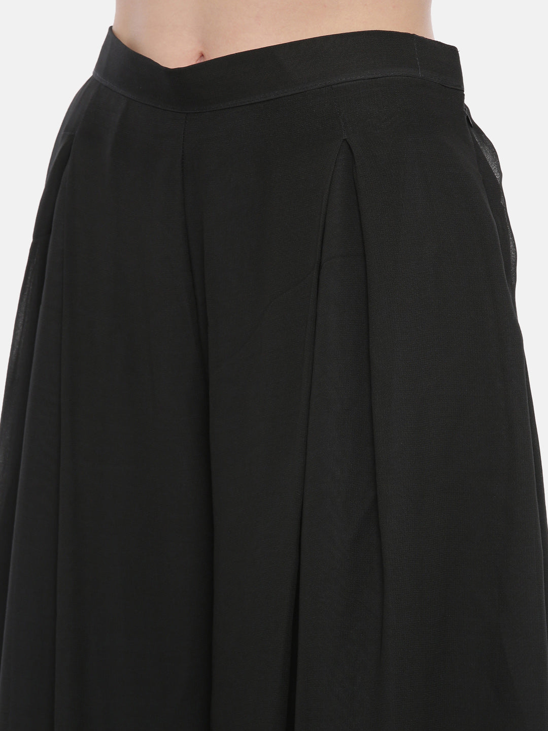 Neeru's Black Embroidered Top & Skirt Set With Shrug
