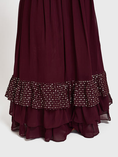 Neeru's Wine Color Georgette Fabric Suit-Skirts
