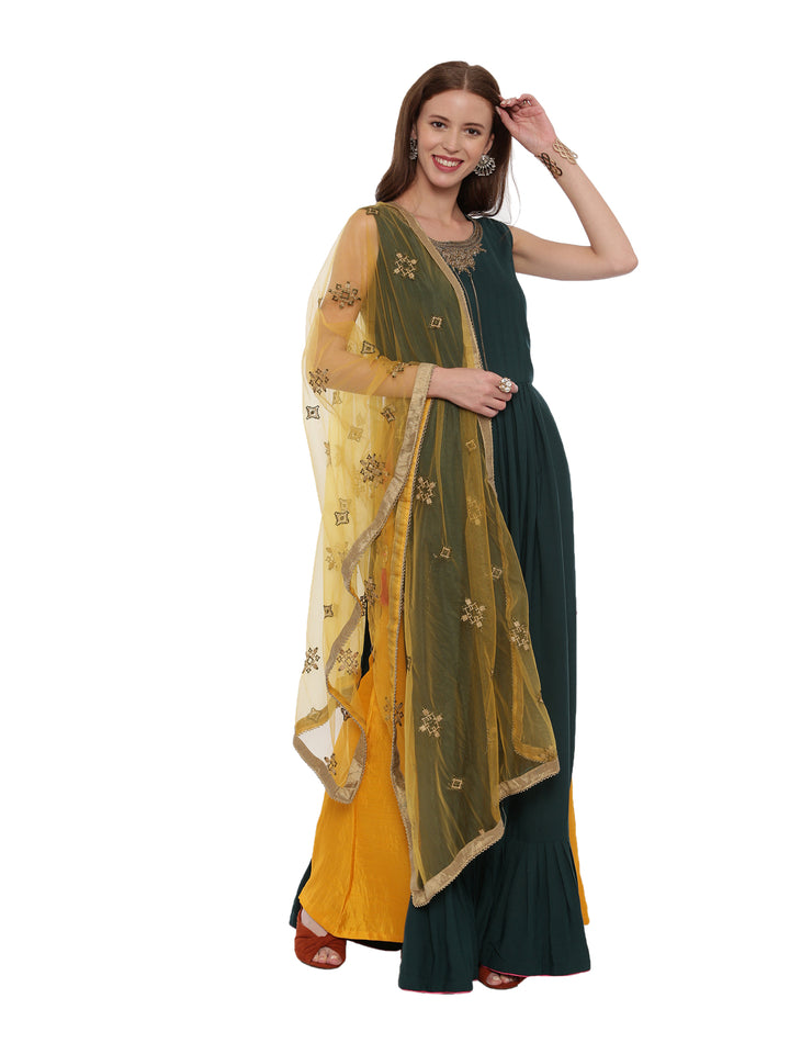 Neerus B Green Color Silk Fabric Suit-Pant