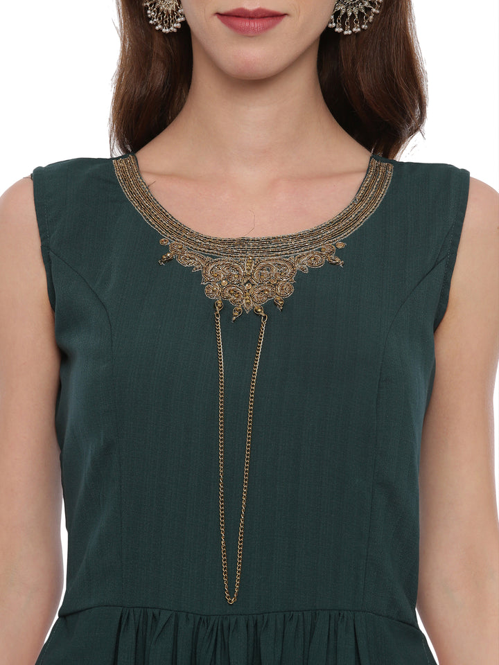 Neerus B Green Color Silk Fabric Suit-Pant