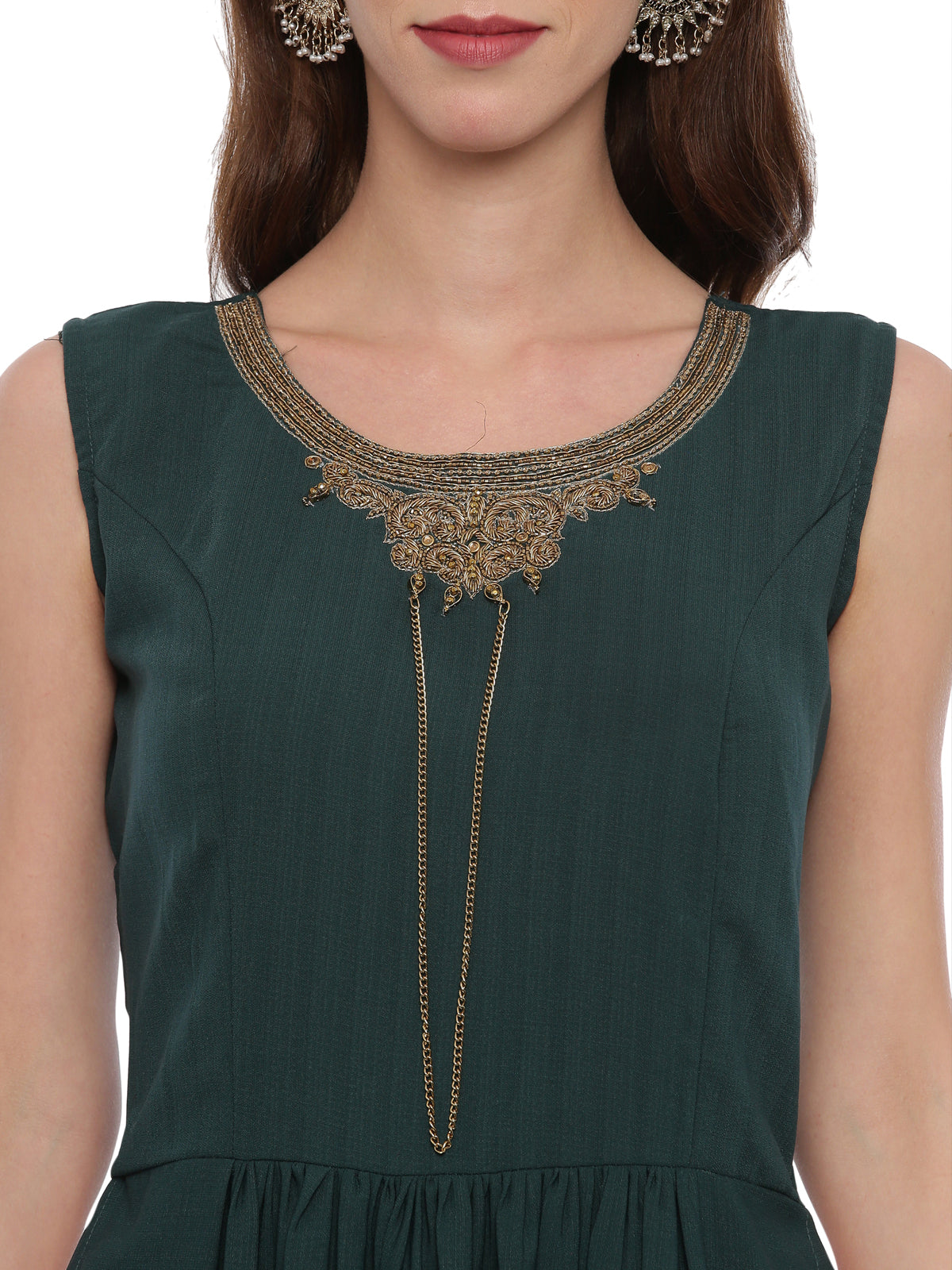 Neeru'S B Green Color,Silk Fabric Suit-Pant