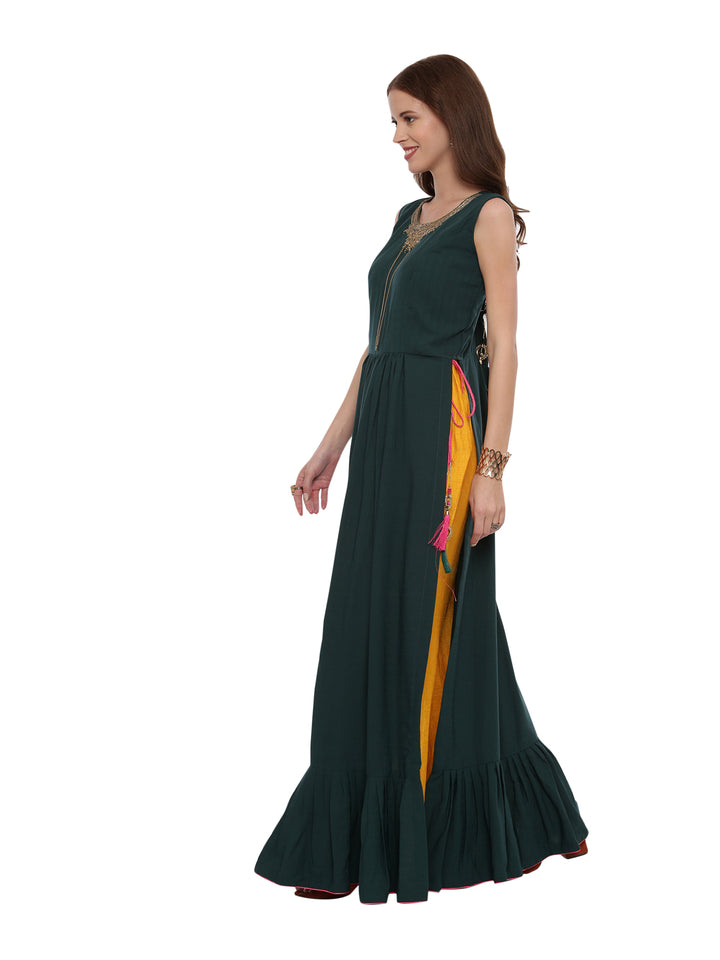 Neerus B Green Color Silk Fabric Suit-Pant