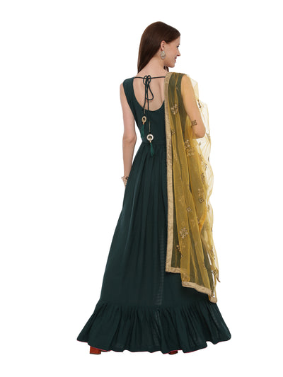 Neeru'S B Green Color,Silk Fabric Suit-Pant