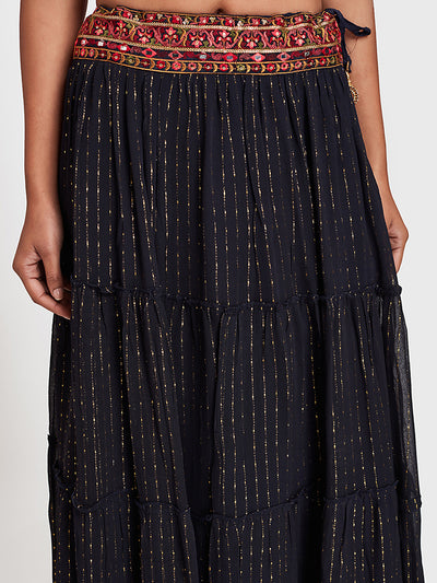 Neeru's Navy Embroidered Lehenga Set