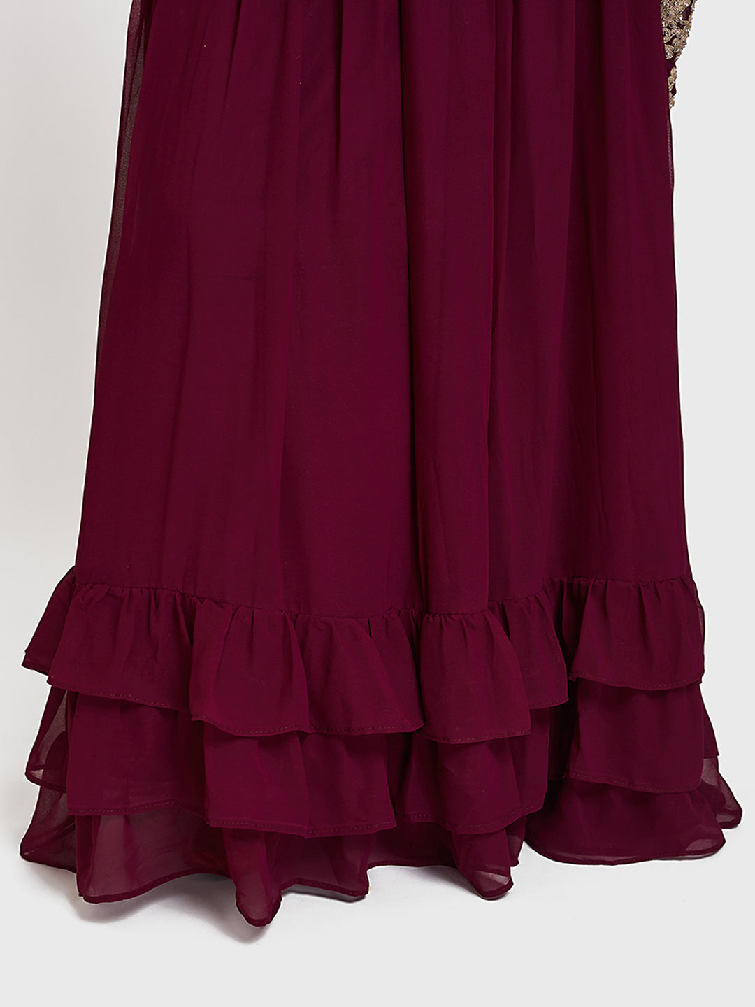 Neerus Maroon Georgette Anarkali Suit Set - detail view 1