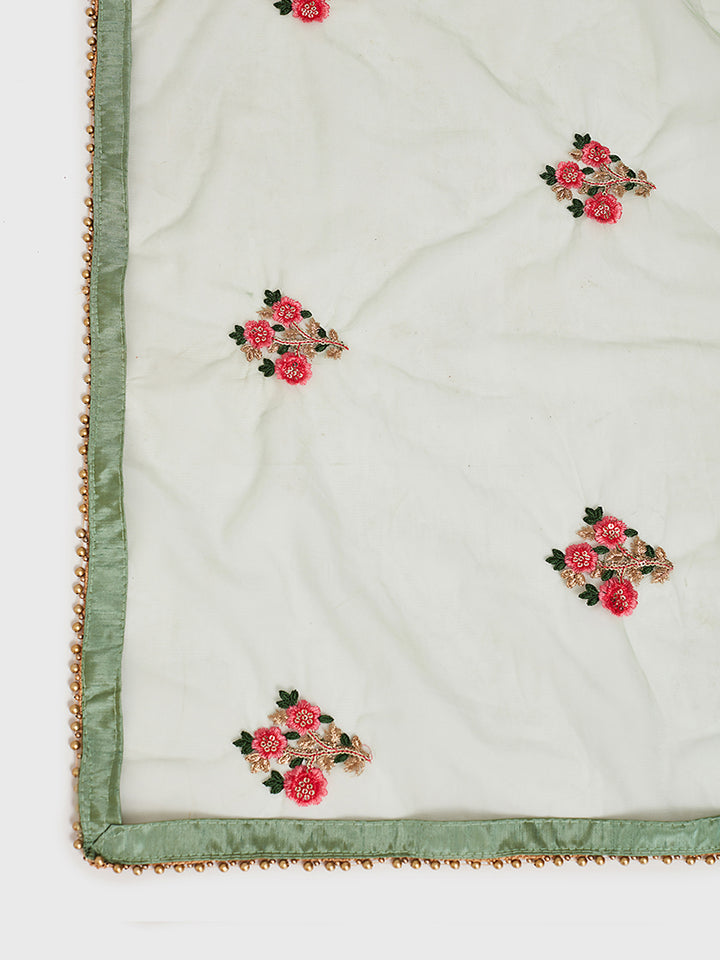Neerus Green embellished anarkali kurta set - side view