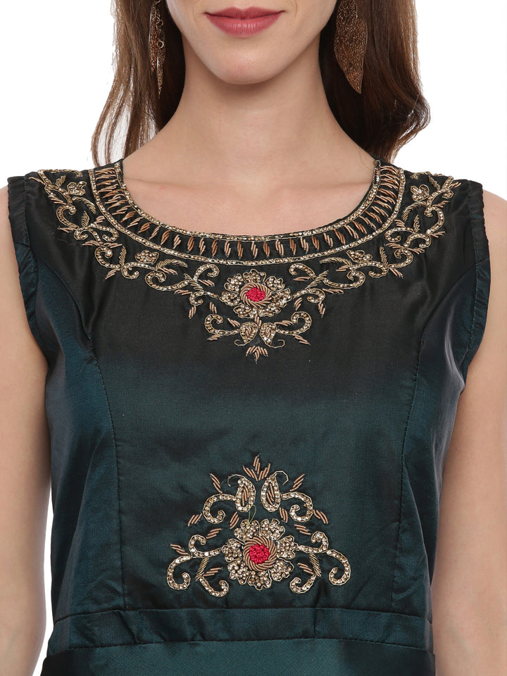 Neerus B Green Color Silk Fabric Suit-Anarkali