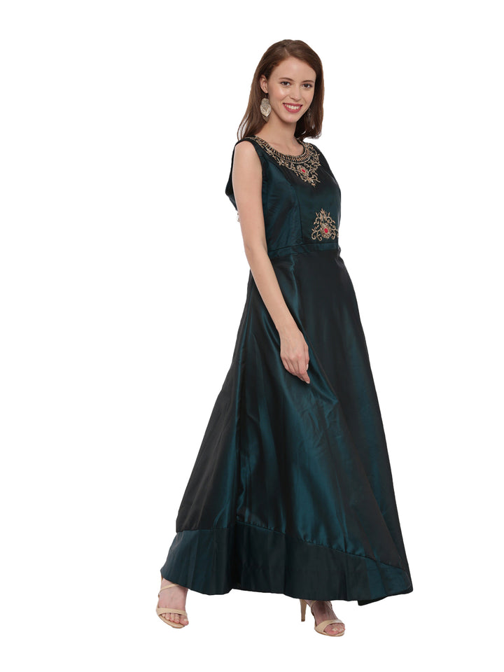 Neerus B Green Color Silk Fabric Suit-Anarkali
