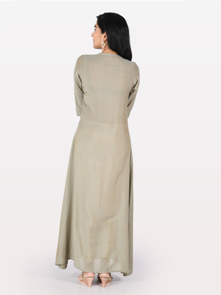 Neerus Grey Embroidered Anarkali Kurta