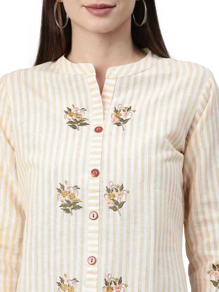Neerus Orange rayon printed kurti - back view