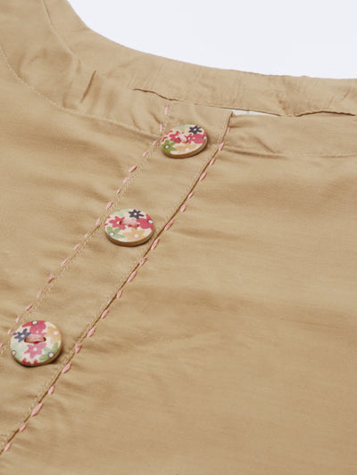 Neeru's Brown Embroidered Straight Kurta