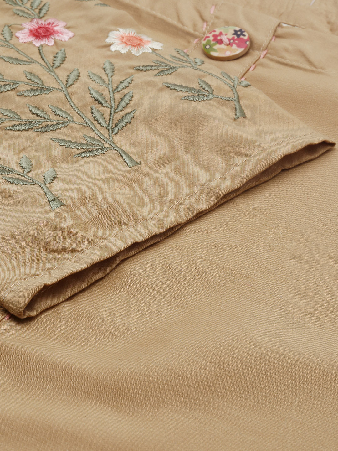 Neeru's Brown Embroidered Straight Kurta