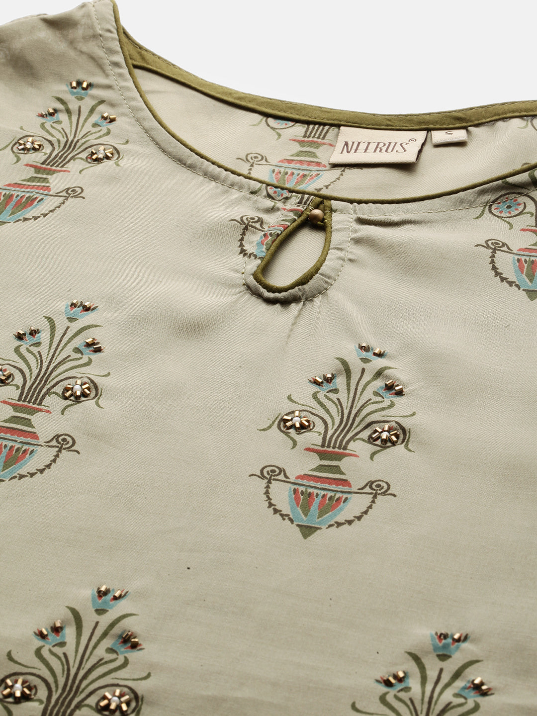 Neerus Women Green Printed Straight Kurta