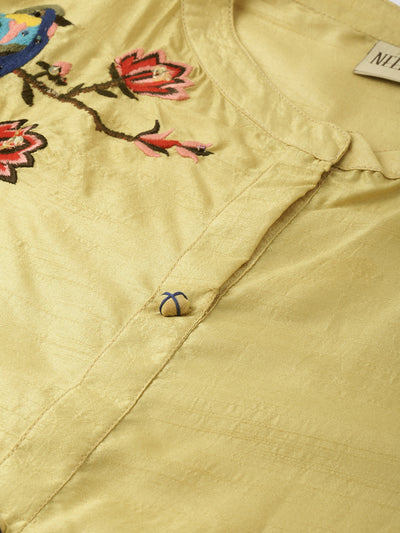 Neeru's Yellow Embroidered Straight Kurta