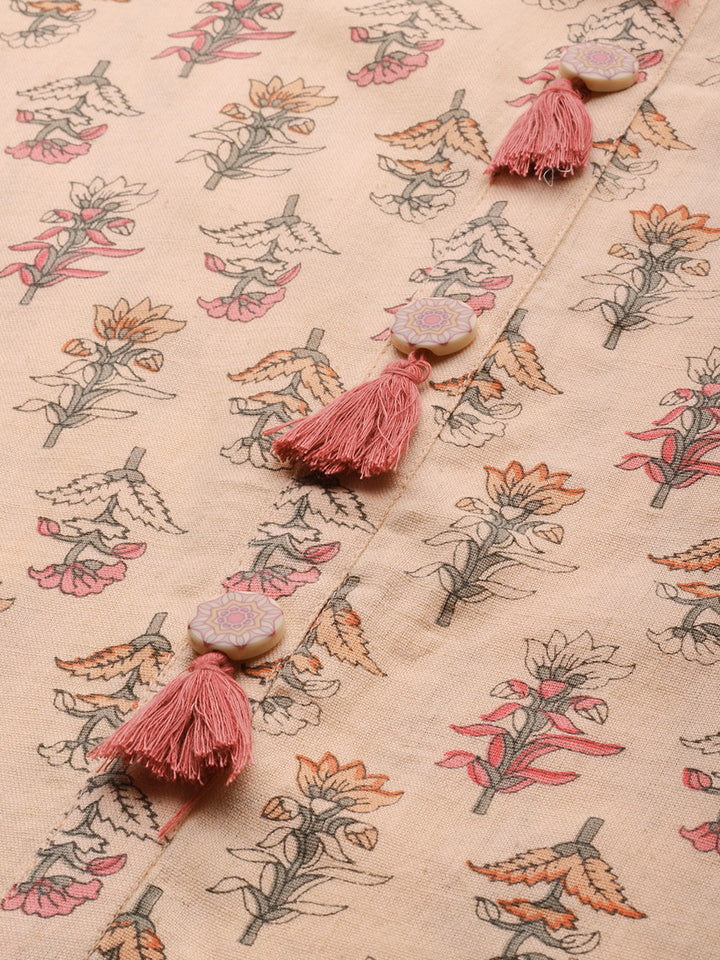 Neerus Pink printed A-line kurta - back view