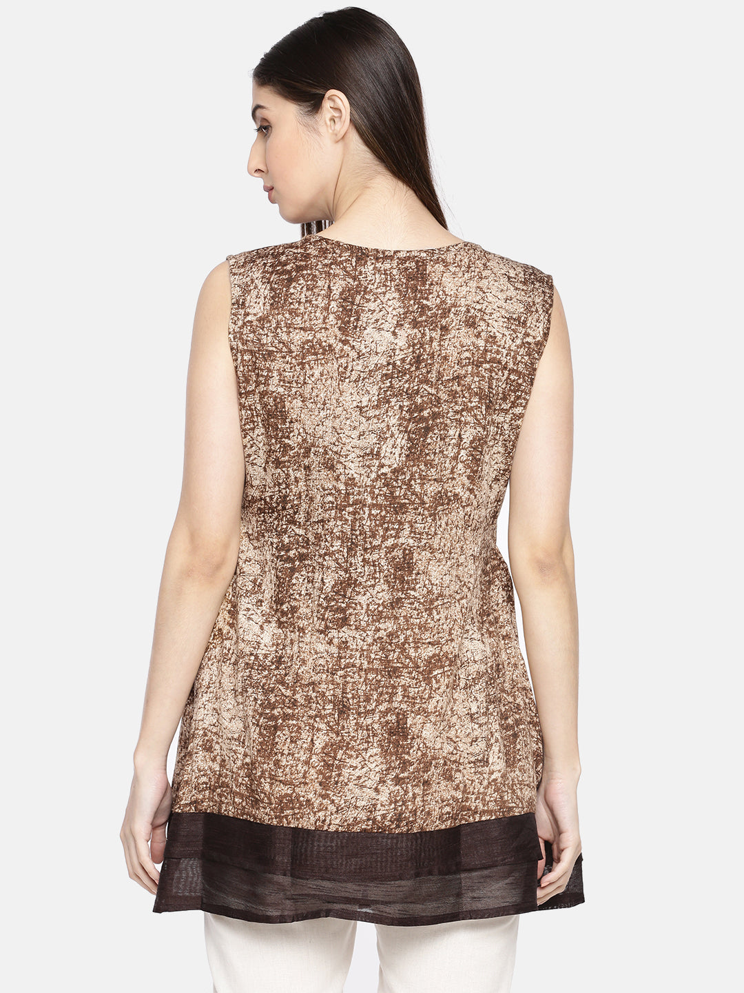 Neerus Brown cotton printed kurti - detail view 3