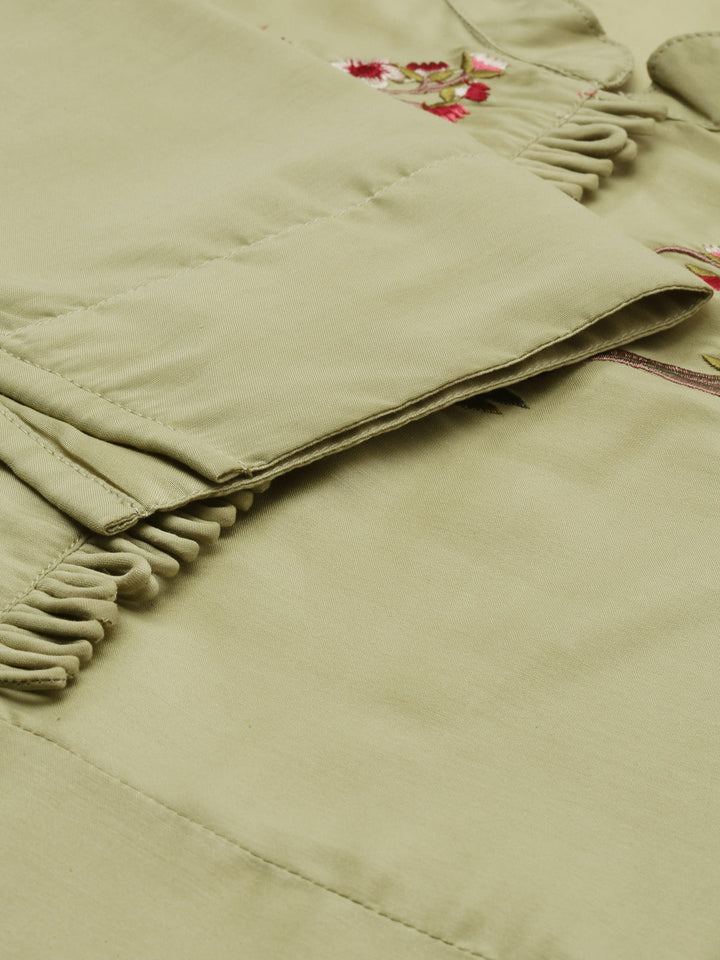 Neerus Green Embroidered Kurta & Palazzo Set