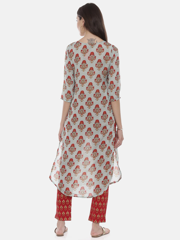 Neerus Blue printed kurta pant set - detail view 2