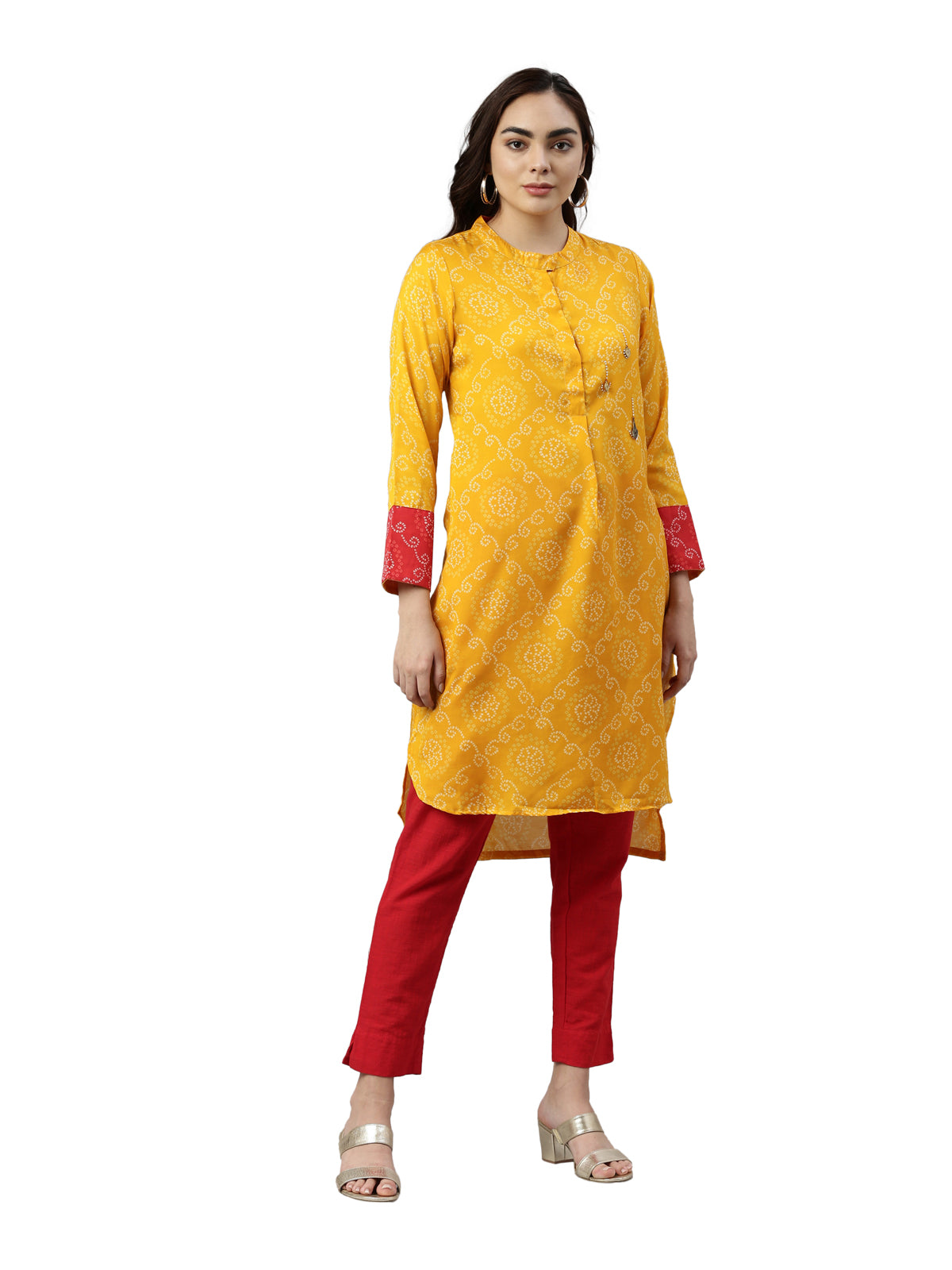 Neeru's Mustard Color Muslin Fabric Kurta