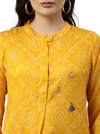 Neeru's Mustard Color Muslin Fabric Kurta