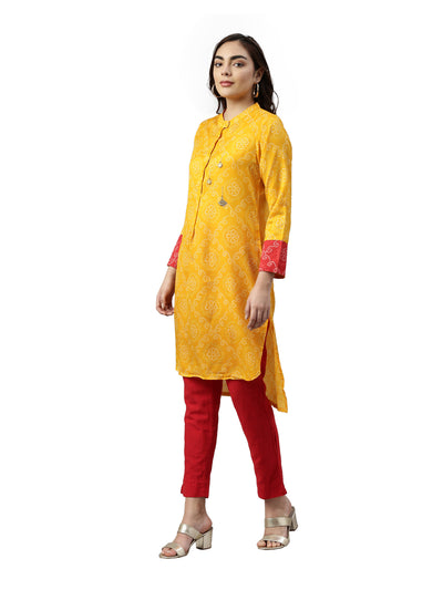 Neeru's Mustard Color Muslin Fabric Kurta