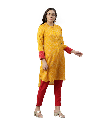 Neeru's Mustard Color Muslin Fabric Kurta