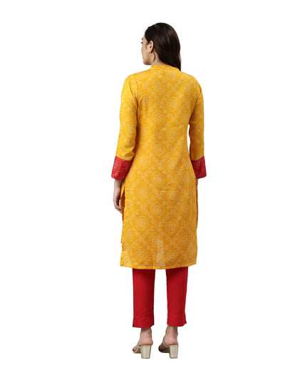 Neeru's Mustard Color Muslin Fabric Kurta